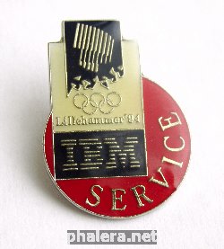 Знак Зимние Олимпийские игры 1994 Лиллехаммер, значок спонсора IBM Service.