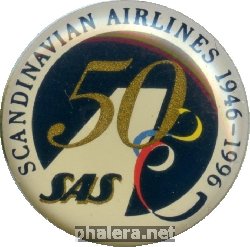 Знак SAS Scandinavian Airlines 50 Years 1946 - 1996
